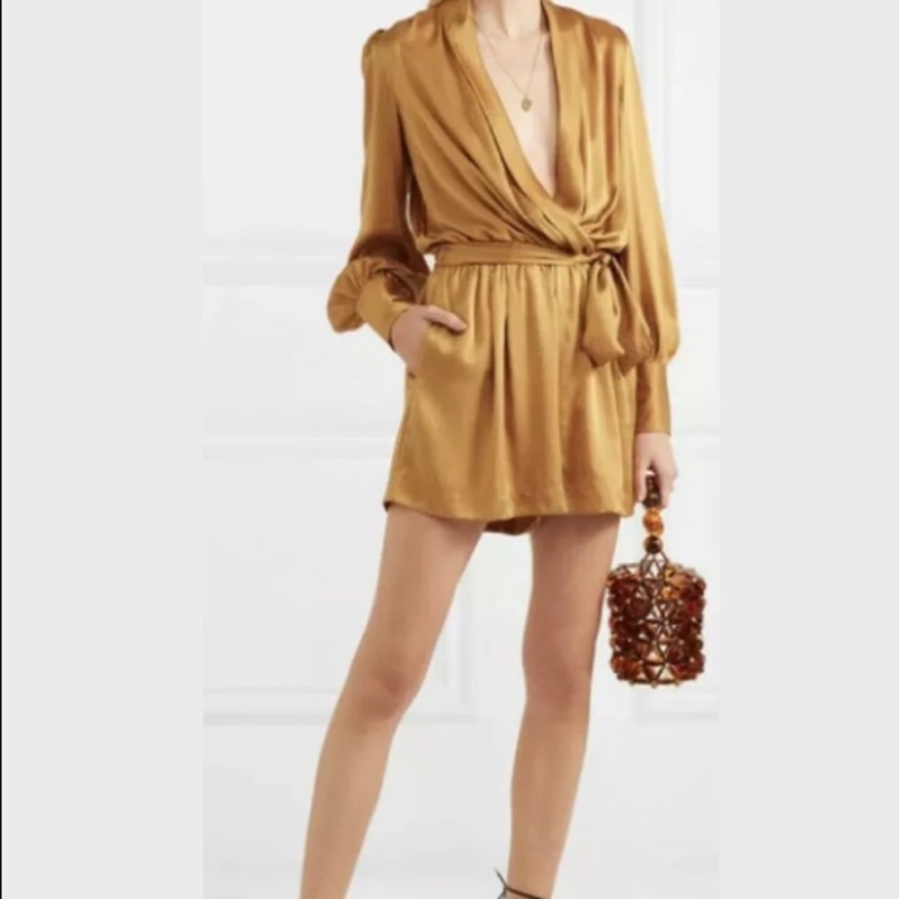 Zimmermann Gold Satin Romper 3